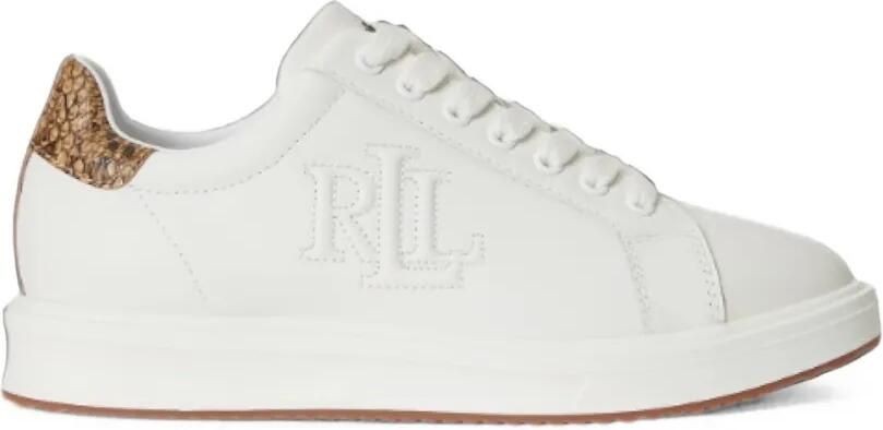 Lauren Ralph Lauren Ainsley leren sneakers met reptielen-effect Wit