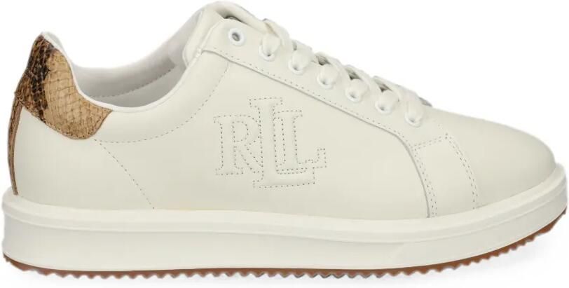 Lauren Ralph Lauren Ainsley sneakers met geborduurd logo en slangen-effect Beige