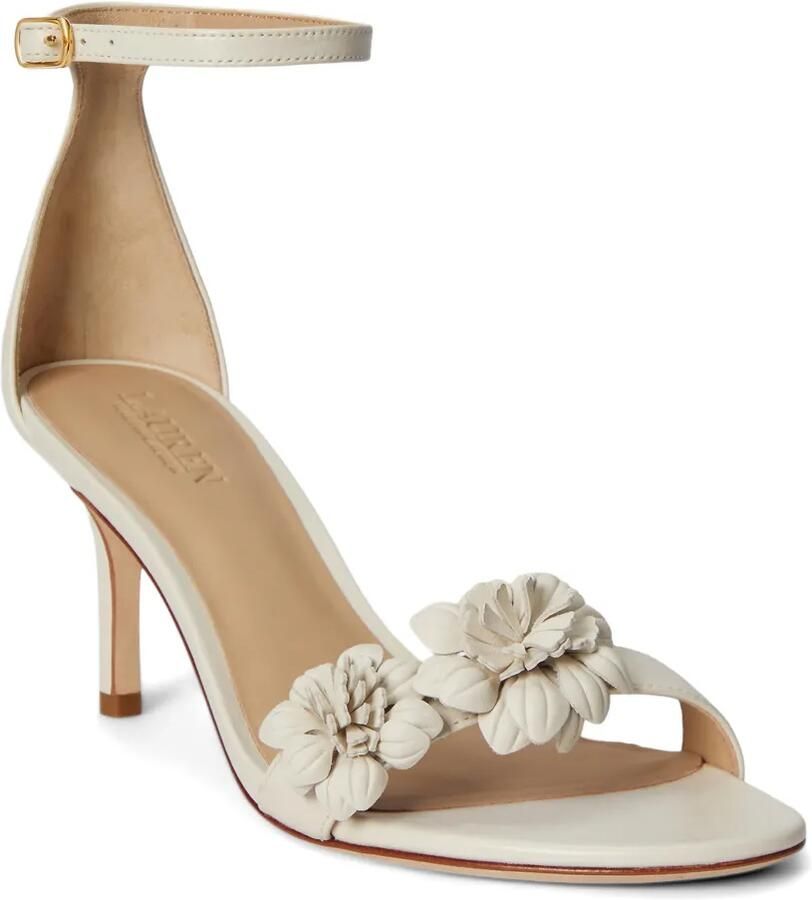 Lauren Ralph Lauren Allie leren sandalen verfraaid met bloemen Beige - Foto 2