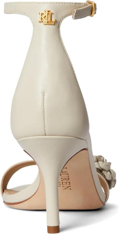 Lauren Ralph Lauren Allie leren sandalen verfraaid met bloemen Beige - Foto 3
