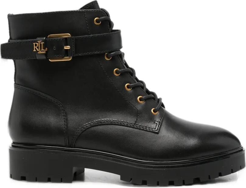 Lauren Ralph Lauren Allyson buckled lace-up ankle boots Zwart