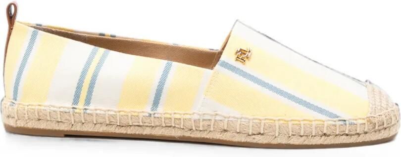 Lauren Ralph Lauren Cameryn III gestreepte platte espadrilles Geel