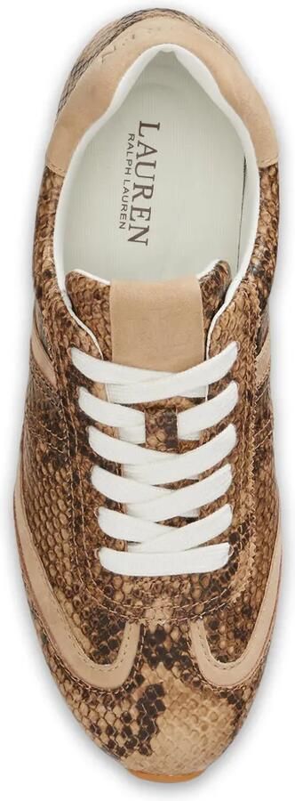 Lauren Ralph Lauren Dani leren sneakers met python-reliëf Bruin - Foto 3