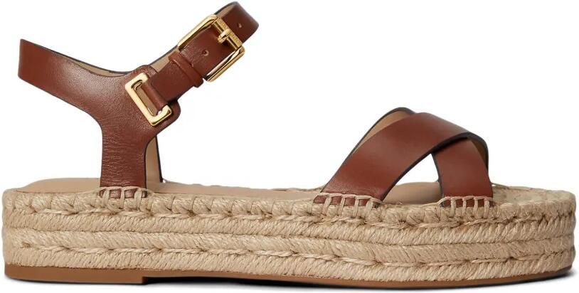 Lauren Ralph Lauren Emeryn leren espadrilles Bruin