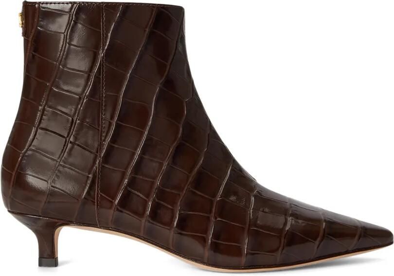 Lauren Ralph Lauren Enkellaarzen met krokodillen-reliëf Bruin