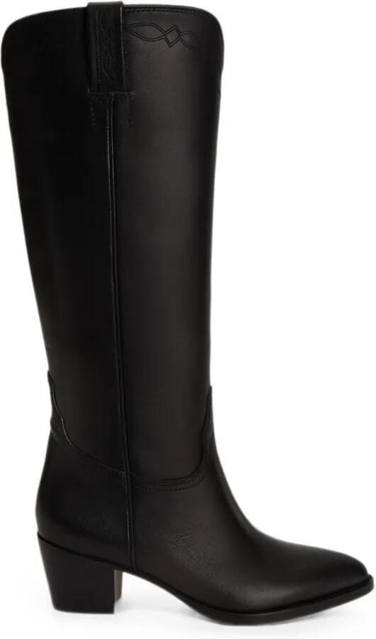 Lauren Ralph Lauren Harpher leren laarzen met stiksels Zwart