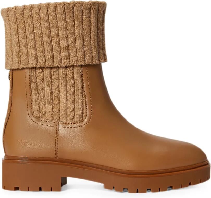 Lauren Ralph Lauren Kabelgebreide enkellaarzen met vlak Beige