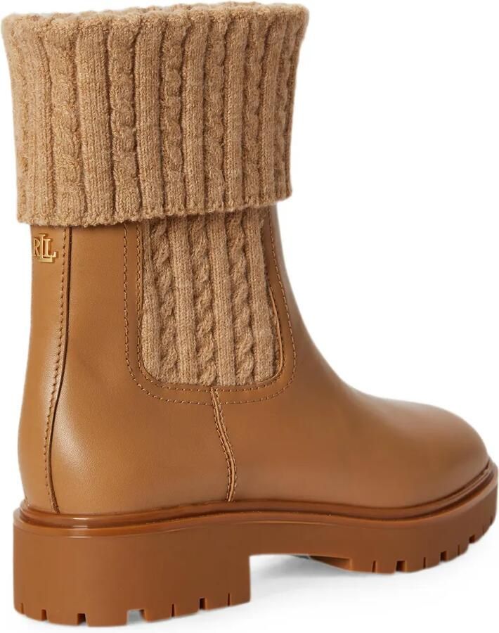 Lauren Ralph Lauren Kabelgebreide enkellaarzen met vlak Beige - Foto 2