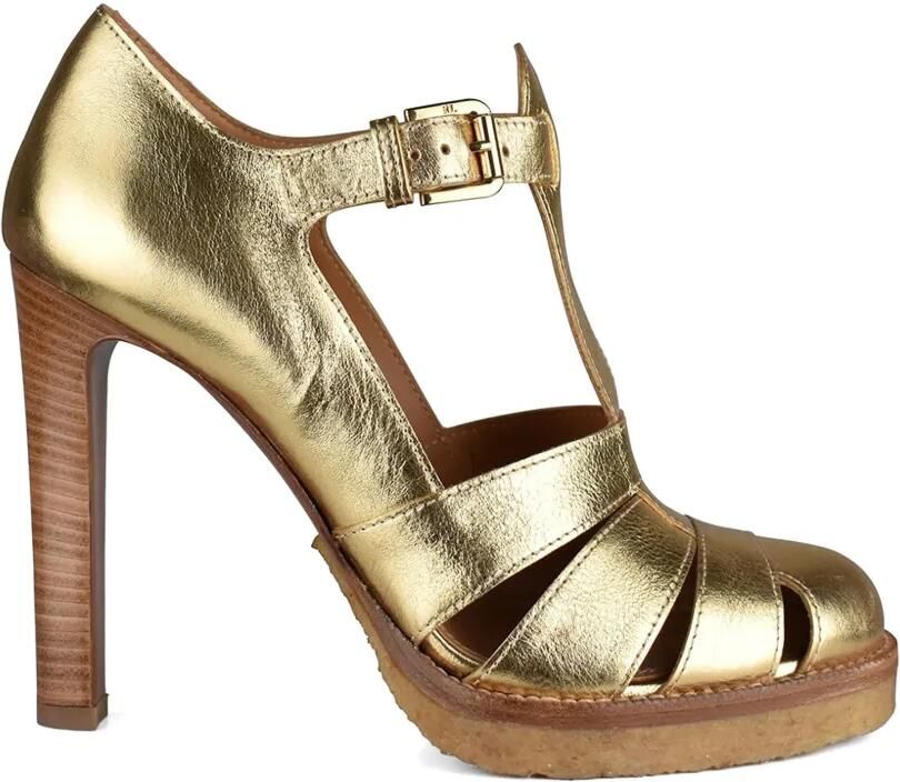 Lauren Ralph Lauren Kayda sandalen met metallic gesp en bandje Goud