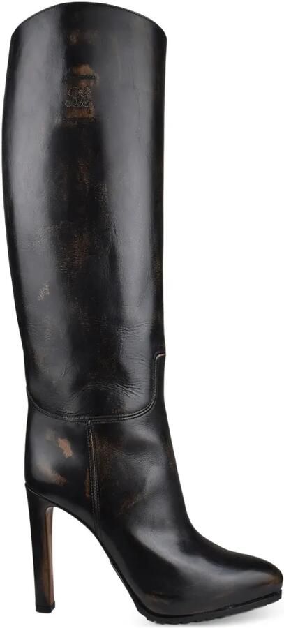 Lauren Ralph Lauren Leren laarzen met monogram Zwart