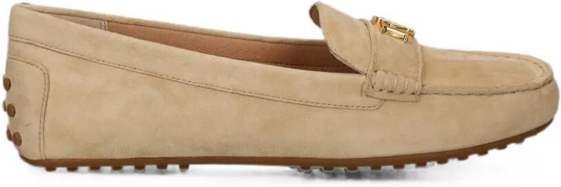 Lauren Ralph Lauren Leren loafers met logoplakkaat Beige
