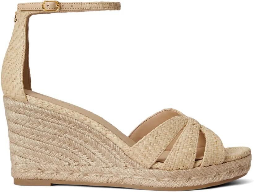 Lauren Ralph Lauren Nellie espadrilles met raffia sleehak Beige