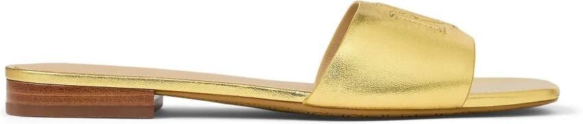 Lauren Ralph Lauren Platte leren muiltjes met geborduurd logo Goud