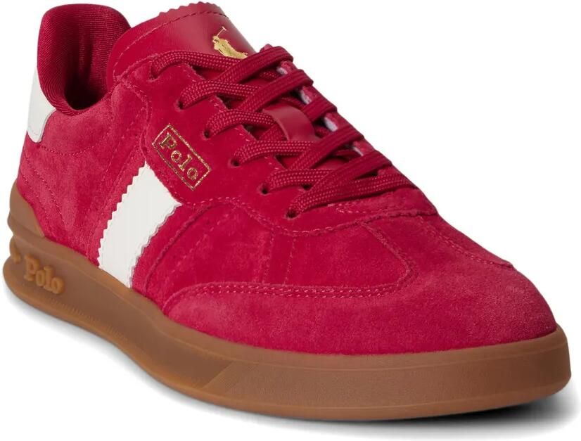 Polo Ralph Lauren Heritage Aera suède sneakers met strepen Rood