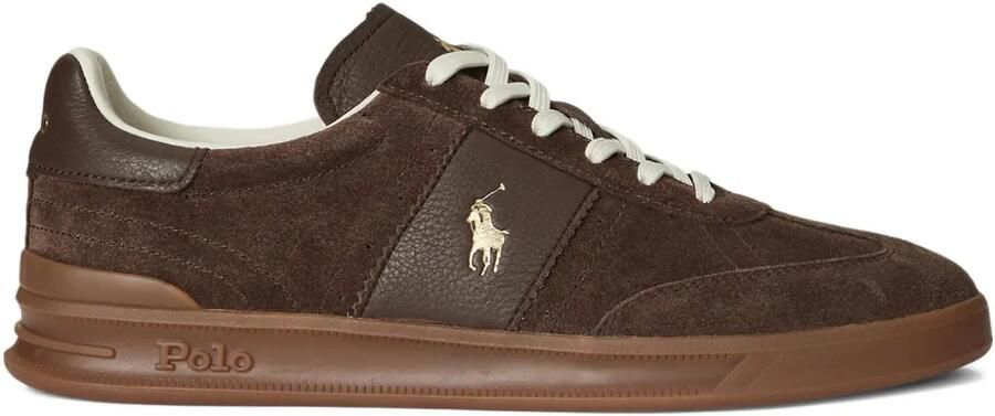 Polo Ralph Lauren Masters tweed sneakers met suède vlakken Bruin