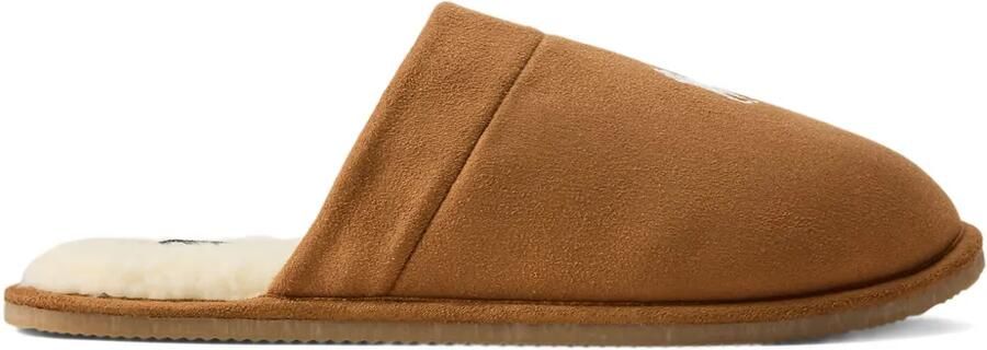 Polo Ralph Lauren Gewatteerde slippers met suède vlakken Beige