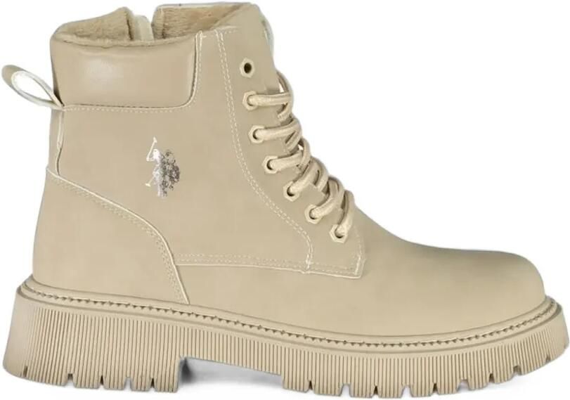 U.S. POLO ASSN. lace-up ridged-sole combat boots Beige