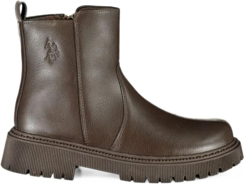 U.S. POLO ASSN. logo-embossed ridged-sole ankle boots Bruin