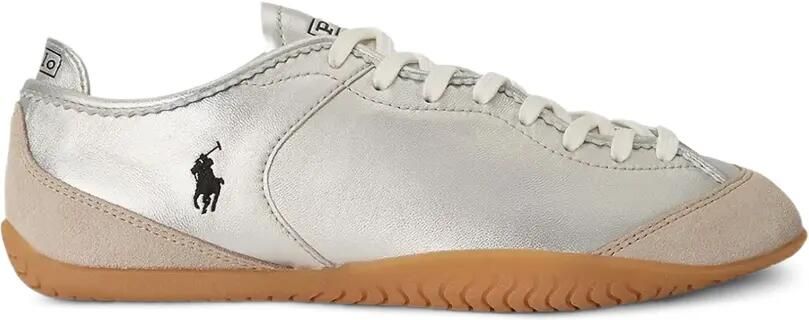 Polo Ralph Lauren Metallic sneakers met geborduurd logo Zilver