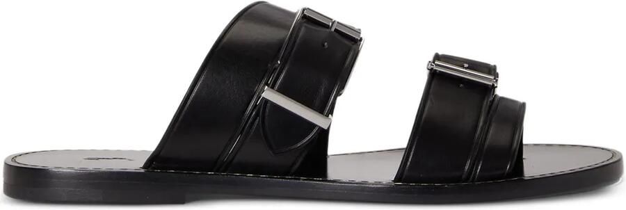 Polo Ralph Lauren Platte leren sandalen Zwart