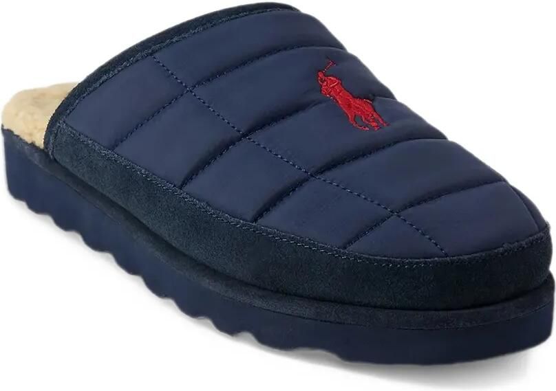 Polo Ralph Lauren Reade suede-trim quilted scuff slippers Blauw