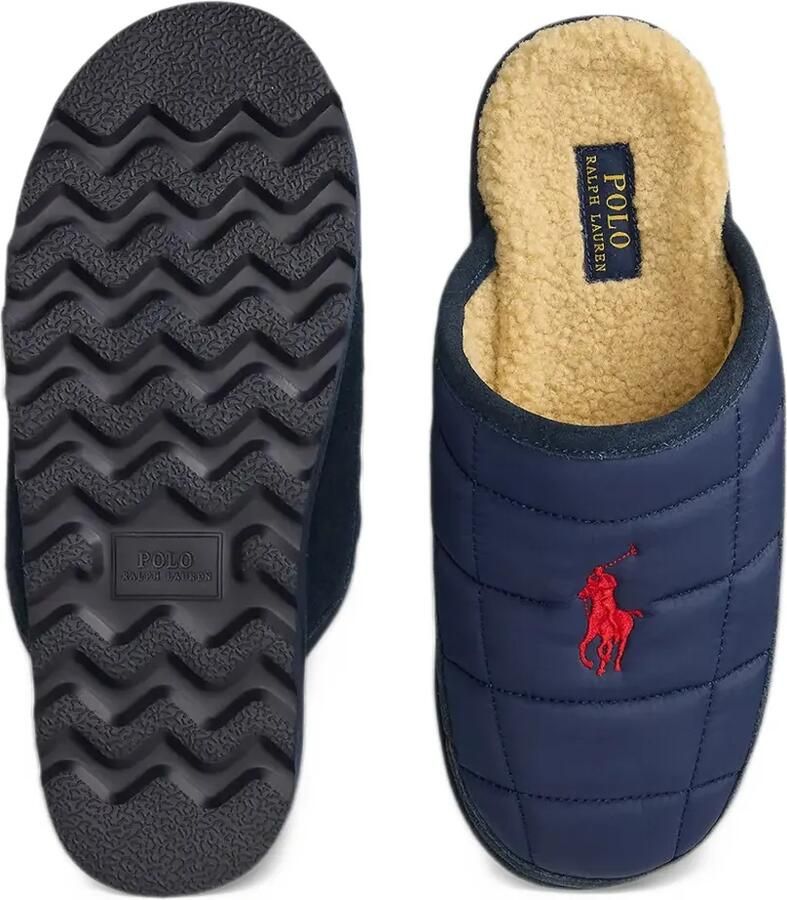 Polo Ralph Lauren Reade suede-trim quilted scuff slippers Blauw - Foto 3