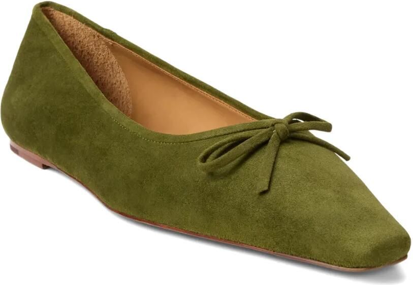 Polo Ralph Lauren Suède ballerina's met puntige strik Groen