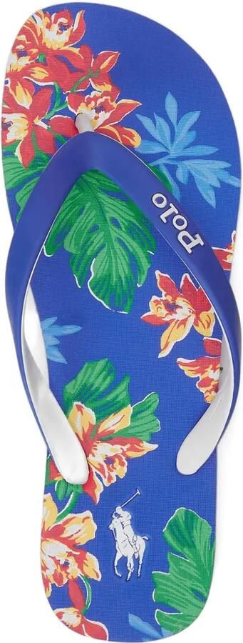 Polo Ralph Lauren Teenslippers met logoband en bloemenprint Blauw - Foto 4