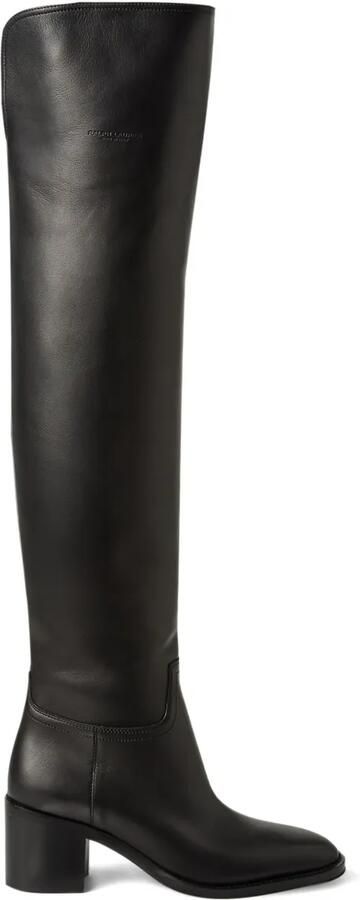 Ralph Lauren Collection 55 mm Barnet leren overknee laarzen Zwart