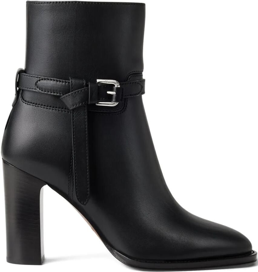 Ralph Lauren Collection 90 mm Donnely laarzen met blokhak en gespbandje Zwart