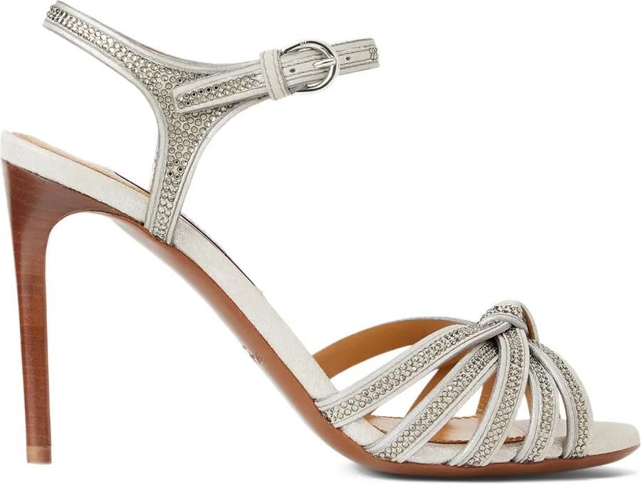 Ralph Lauren Collection 95 mm sandalen met geknoopt detail en hak Grijs