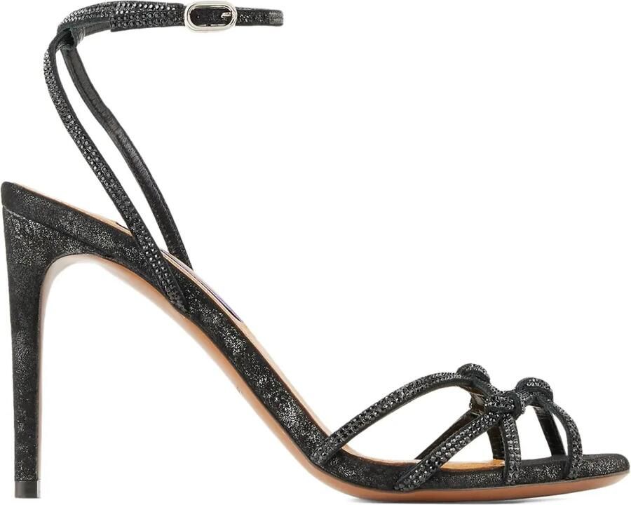 Ralph Lauren Collection 95mm geknoopte sandalen verfraaid met kristallen Zwart