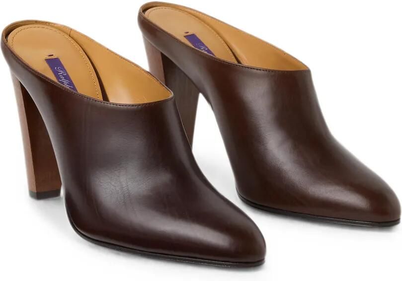 Ralph Lauren Collection Ashtyn leren muiltjes met hak Bruin