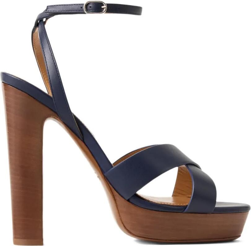 Ralph Lauren Collection Cleary sandalen met plateauzool en gekruiste bandjes Blauw