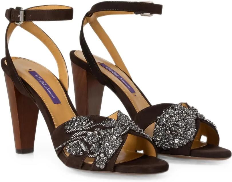 Ralph Lauren Collection Ryne sandalen met geborduurde kralen en hak Bruin - Foto 4