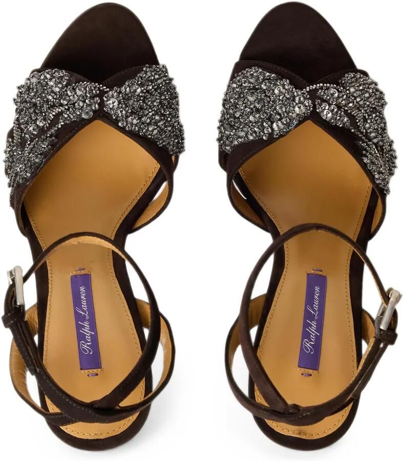 Ralph Lauren Collection Ryne sandalen met geborduurde kralen en hak Bruin - Foto 3