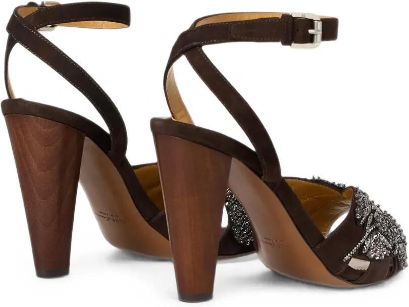 Ralph Lauren Collection Ryne sandalen met geborduurde kralen en hak Bruin - Foto 5