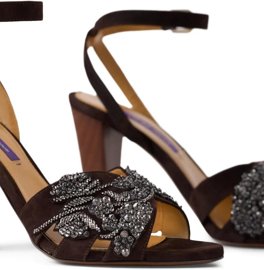 Ralph Lauren Collection Ryne sandalen met geborduurde kralen en hak Bruin - Foto 2