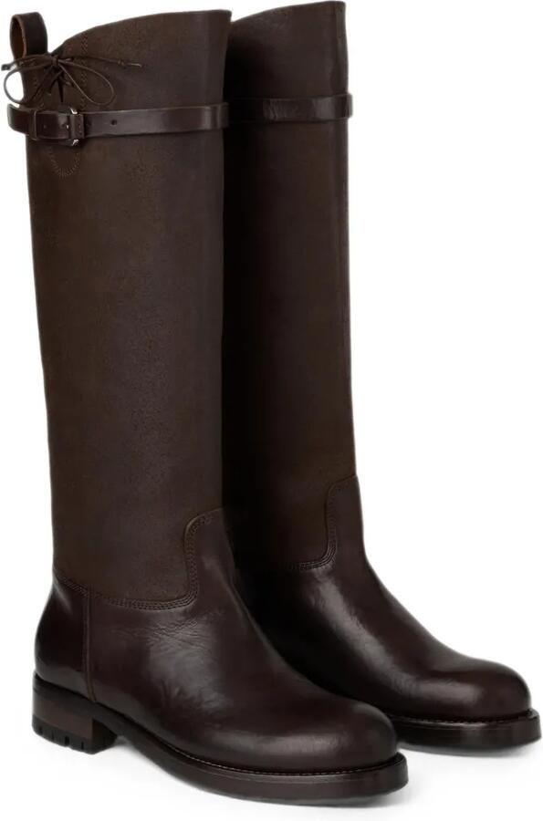 Ralph Lauren Collection Ward leren knielaarzen met gespbandje Bruin - Foto 4
