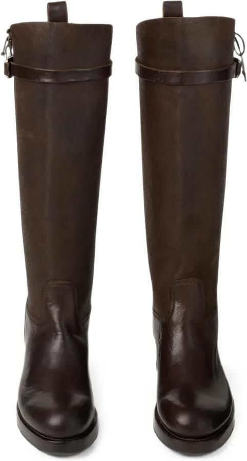 Ralph Lauren Collection Ward leren knielaarzen met gespbandje Bruin - Foto 5