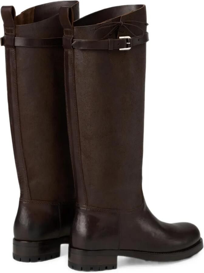 Ralph Lauren Collection Ward leren knielaarzen met gespbandje Bruin - Foto 3