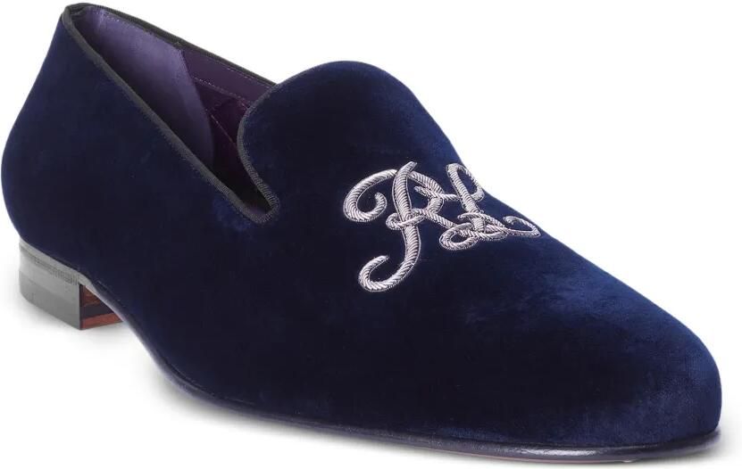 Ralph Lauren Purple Label Alonzo fluwelen loafers met geborduurd logo Blauw - Foto 3