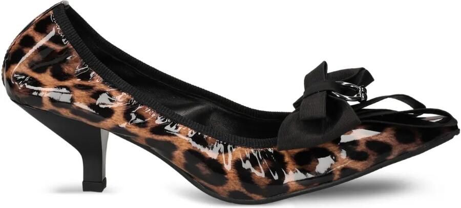 Ras 50 mm pumps met luipaardprint en strik Bruin