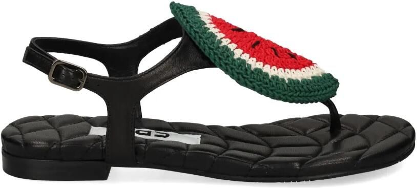 Ras Gewatteerde sandalen met applicatie Zwart