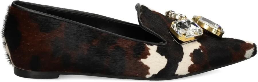 Ras Loafers verfraaid met kristallen en puntige neus Bruin