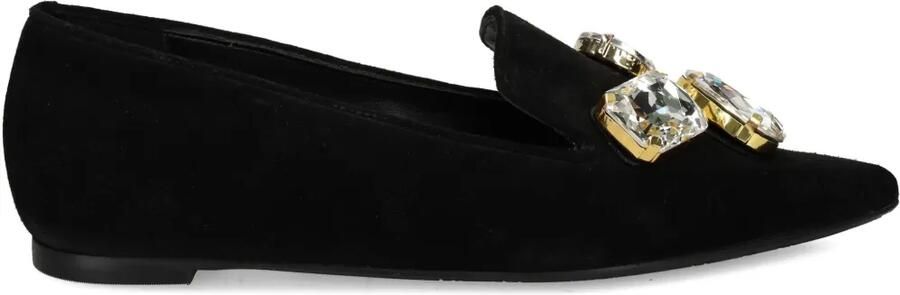 Ras Loafers verfraaid met kristallen en puntige neus Zwart