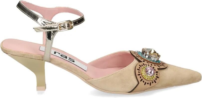 Ras Pumps verfraaid met enkelband Beige