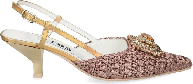 Ras Slingback pumps verfraaid met bloemen Roze