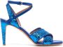 RED(V) 95 mm leren sandalen met gekruiste bandjes Blauw - Thumbnail 1