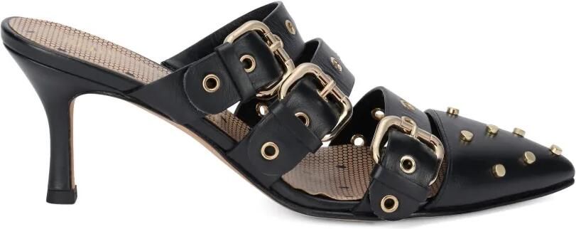 RED(V) Muiltjes met studs en gesp Zwart